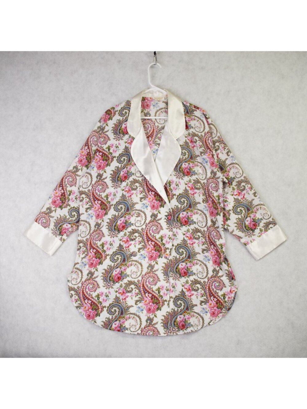 Vintage Victoria's Secret Rose & Paisley Short Sexy ROBE Night Shirt Womens Sz L